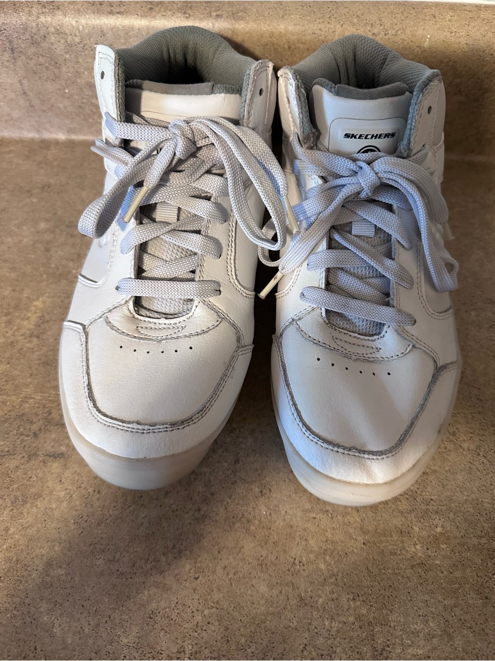 Skechers Kids/Youth White Leather High-Top Sneakers Size 4